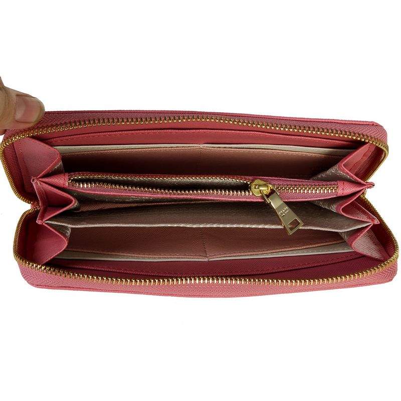 Knockoff Prada Real Leather Wallet 1136 pink